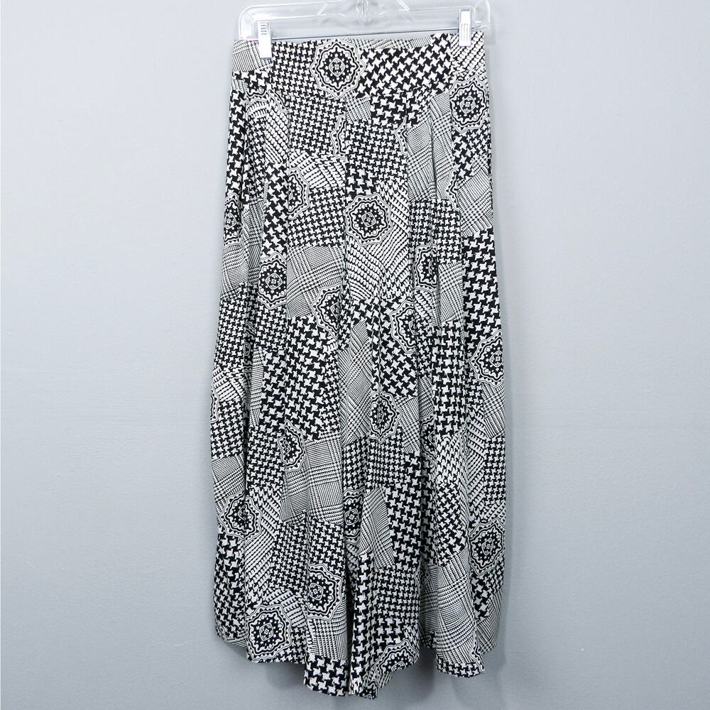 Vintage 90s Leslie Fay Culottes Wide Leg Pants Size‎ 14 Houndstooth Pleated Midi